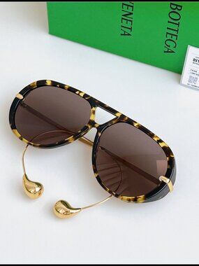 Bottega Veneta Tortoise Aviator Drop Sunnies